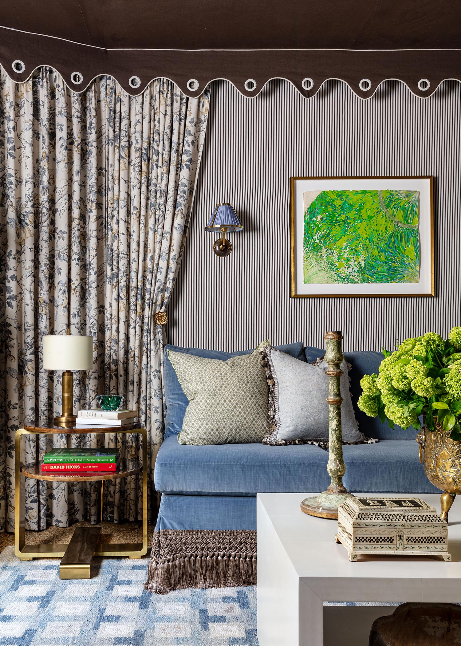 Kips Bay Dallas Living Room Blue Velvet Sofa